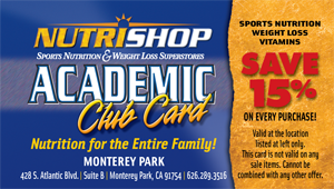 Nutrishop Monterey Park Academic Card